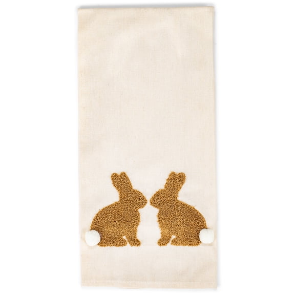 Textured Tan Cotton Tail Bunny Rabbit 18 x 27 Cotton Decorative Kitchen Hand Towel
