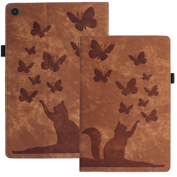 XYX Case for Kindle Fire HD 8 Tablet (14th/12th/10th Generation, 2024/2022/2020 Release), Butterfly Cat Slim Folio Stand Cover, Brown
