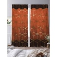 thumbnail image 3 of Orange Geometric Sheer Curtains 96 Inch Length 2 Panels Set Window Treatments, Ombre Modern Abstract Art Rod Pocket Semi Curtains for Living Room/Bedroom/Kitchen Décor, 104"W x 96"L, 3 of 7