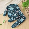 thumbnail image 2 of Edvintorg Toddler Boy Clothes Fashion Winter Tracksuit Dinosaur Print Casual Long Sleeve Pullover Sweatshirt and Sweatpants Suit 6Months-5Years Kids Clothes Boys, 2 of 7