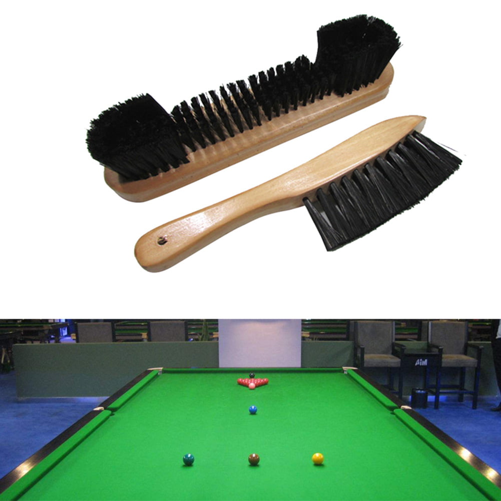 New Pair Rail & Felt Brush Cleaner Billiard Snooker Pool Table Wooden Tool xBE 