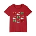 thumbnail image 2 of Odeerbi Kids Boys Girls Christmas T-shirt Fashion Cute Christmas Printed Casual Short Sleeve Cotton Top Shirt Kids Clothes Red, 2 of 5