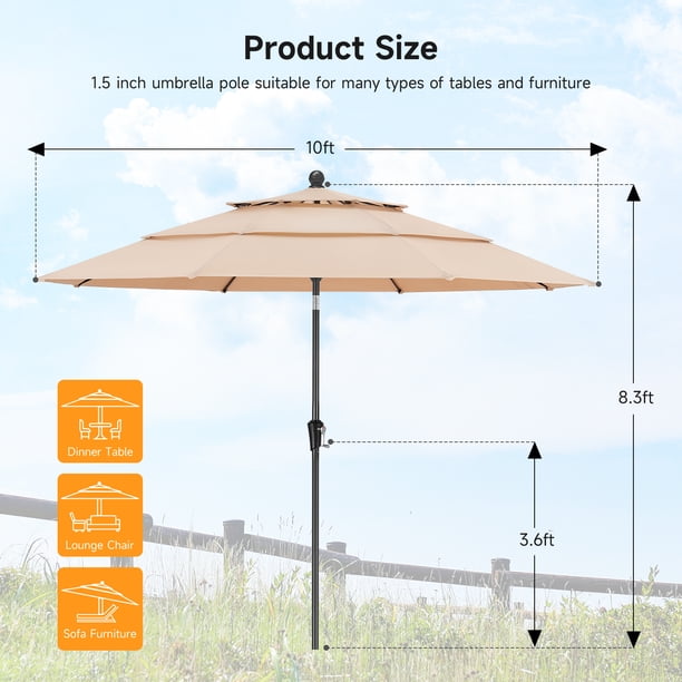 best 3 tier patio umbrella Autlaycil 15ft Outdoor Patio Umbrellas3 Tier Vented and Large Market Table  Umbrella