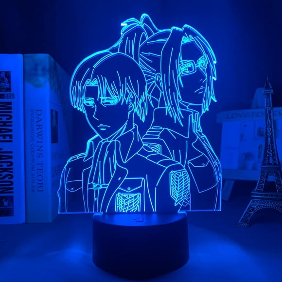 Zootealy WSJXY Anime Lampe 3D Attack On Titan Levi Ackerman Acryl Lampe Hange Zoe für Home Room Decor Licht Kind Geschenk LED Nachtlicht Fernbedienung