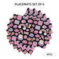 thumbnail image 2 of Placemats Set Of 4 / 6, Pink Elements Placemats For Dining Table Indoor/Outdoors Heat Resistant Washable Placemats 18" X 12", 2 of 8
