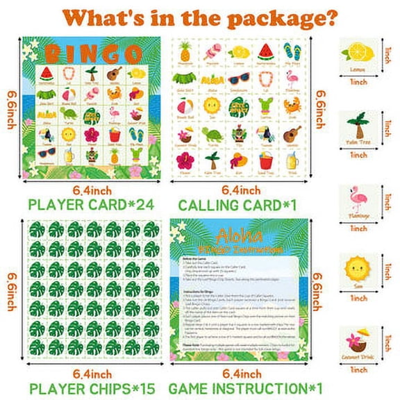 MALLMALL6 Hawaiian Bingo Game for Teens,with Player Cards Instruction,41 Counts