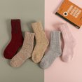 thumbnail image 2 of IROINNID Ankle Socks for Men and Women 5 Pairs Warm Winter Socks Patchwork Solid Thick Knit Cozy Socks ,Burgundy, 2 of 8