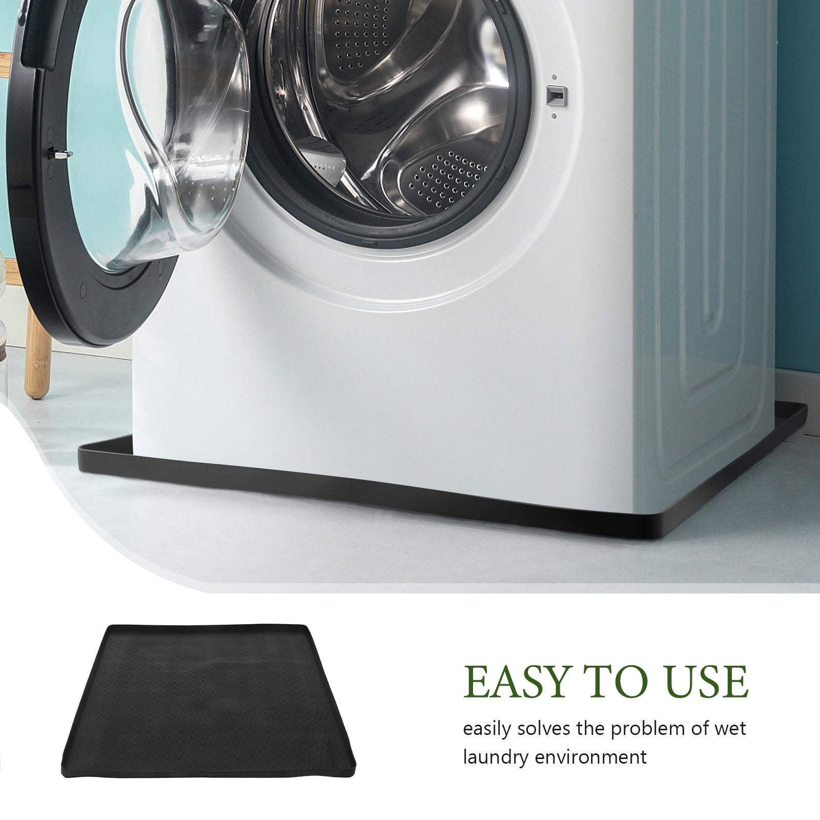 ETHZZLE Nonslip Silicone Protective Mat for Washer and Dryer, Black Laundry Room Floor Mat, and Water Resistant