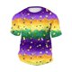 thumbnail image 4 of Ceisia Men's Purple Green Yellow Stripe T-shirt Loose Fit Short Sleeve Round Neck Mardi Gras Festival Tee Tops Purple M Gifts, 4 of 5