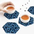 thumbnail image 4 of Leather Coasters with Heat-resistant for Drinks, Blue butterfly -标题2 Hexagon, 4 of 5