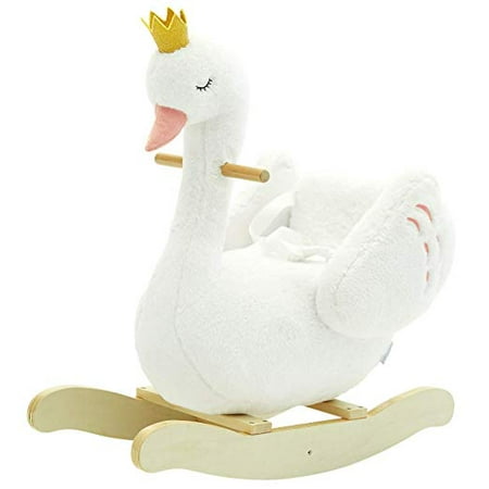 2019 Plush Rocking Swan Horse Wooden, Swan Rocker, Baby Riding Animal , Kid Ride On Toy for 1 to 3 Years Old, Girls & Boys Stuffed Rocking (Best One Year Old Toys 2019)