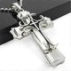 thumbnail image 3 of Titanium Steel Men's Necklace with Three-Layer Cross Pendant, Retro Religious Faith Jewelry, Gift, 3 of 5
