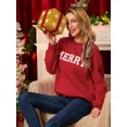 thumbnail image 3 of Sudadera con estampado de letras para mujer, hombros caídos, manga larga, cuello redondo, suéter informal de gran tamaño, sudaderas con capucha de otoño, 3 of 5