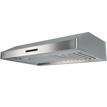 Pacific Economy Pro Under Cabinet Ducted Range Hood 30 inch - 850 CFM 3-Speed Powerful Kitchen Vent Hood - Electric Stainless Steel - Ultra Quiet, Glass Touch Control, 6W LED Lights PR6830AS