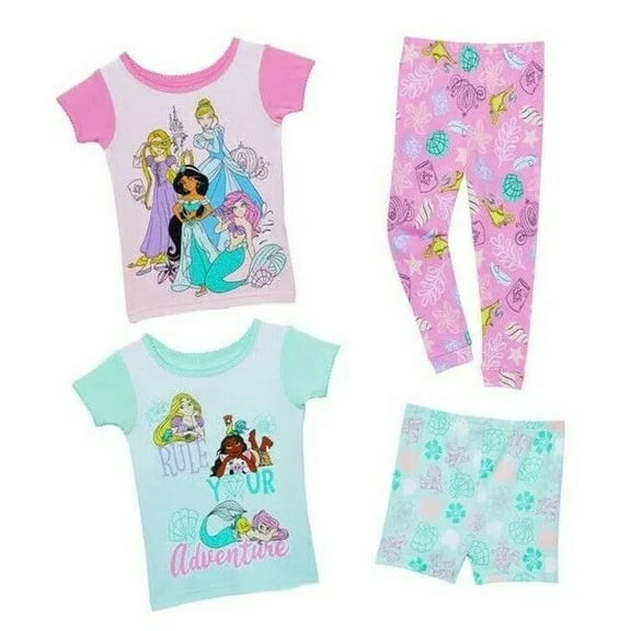 Disney Princess 'Rule Your Adventure' Girl's 4-Piece Cotton Pajama Set, Size 5