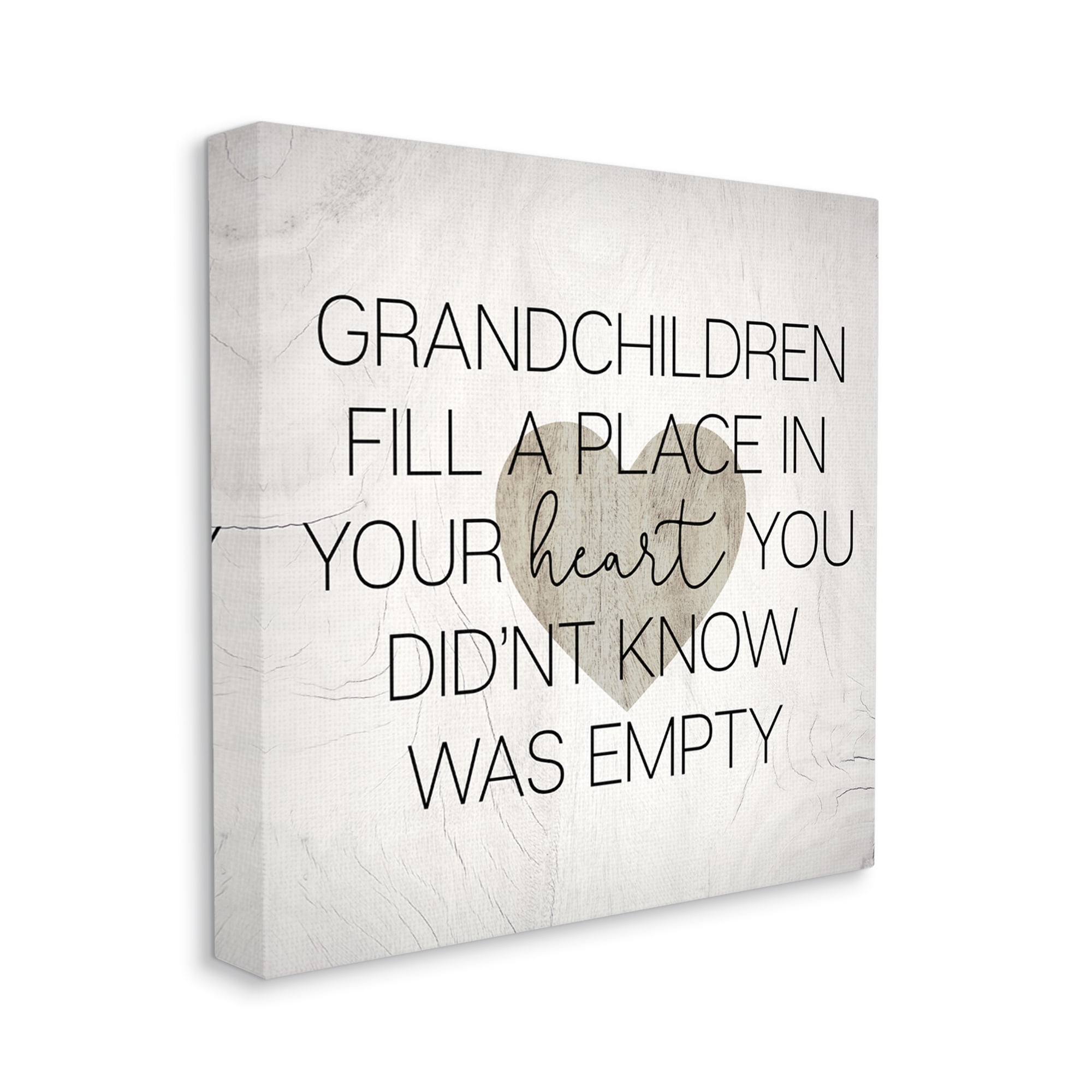 Stupell Industries Heartwarming Grandchildren Quote Rustic Country Heart Symbol Canvas Wall Art, 36 x 36, Design by Daphne Polselli