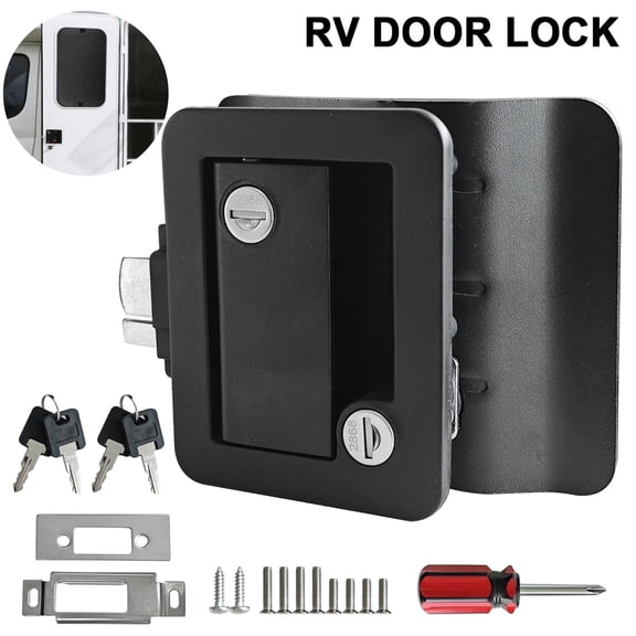 AUTOXBERT RV Entry Door Lock Latch Paddle Deadbolt Handle Knob w/ 4 Keys for Camper Trailer Caravan Lock