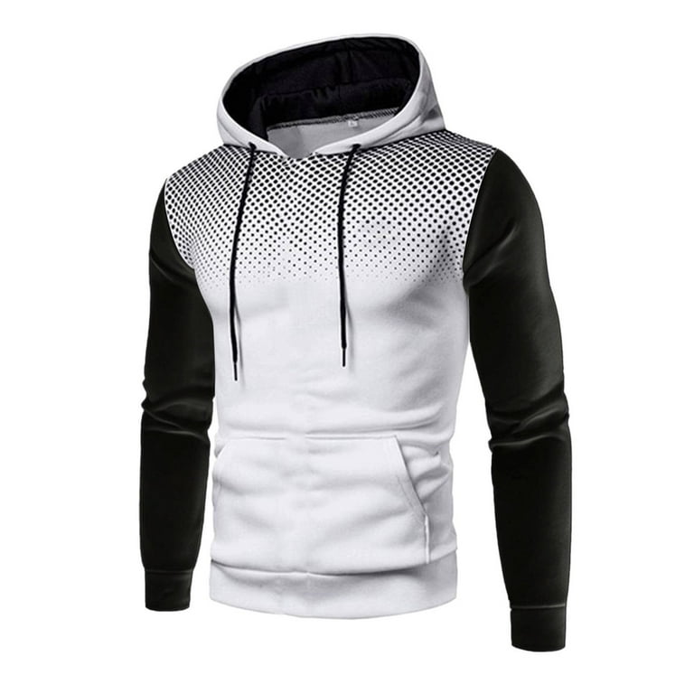 LEEy-world Mens Hoodies Sport Sweatshirt Gym Workout Running Active Long  Sleeve Pullover Hoodies for Men Full Zip White,M