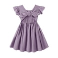 thumbnail image 1 of Vestido Dutebare para niñas pequeñas, algodón y lino, con volantes, morado, 1 of 6