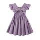 thumbnail image 1 of Vestido Dutebare para niñas pequeñas, algodón y lino, con volantes, color morado 120, 1 of 6