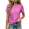 thumbnail image 5 of Josdec Women's Cotton Linen Blend Round Neck Short Sleeve Side Button Detail Casual Summer Beach Vacation Top S-XXXL, 5 of 7