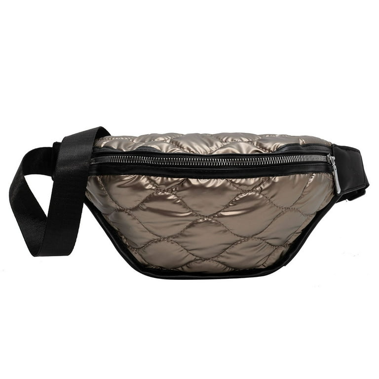 YFMHA Casual Belt Bum Bag Cotton Padded Quilted Nylon Waist Packs Women Sling Purse