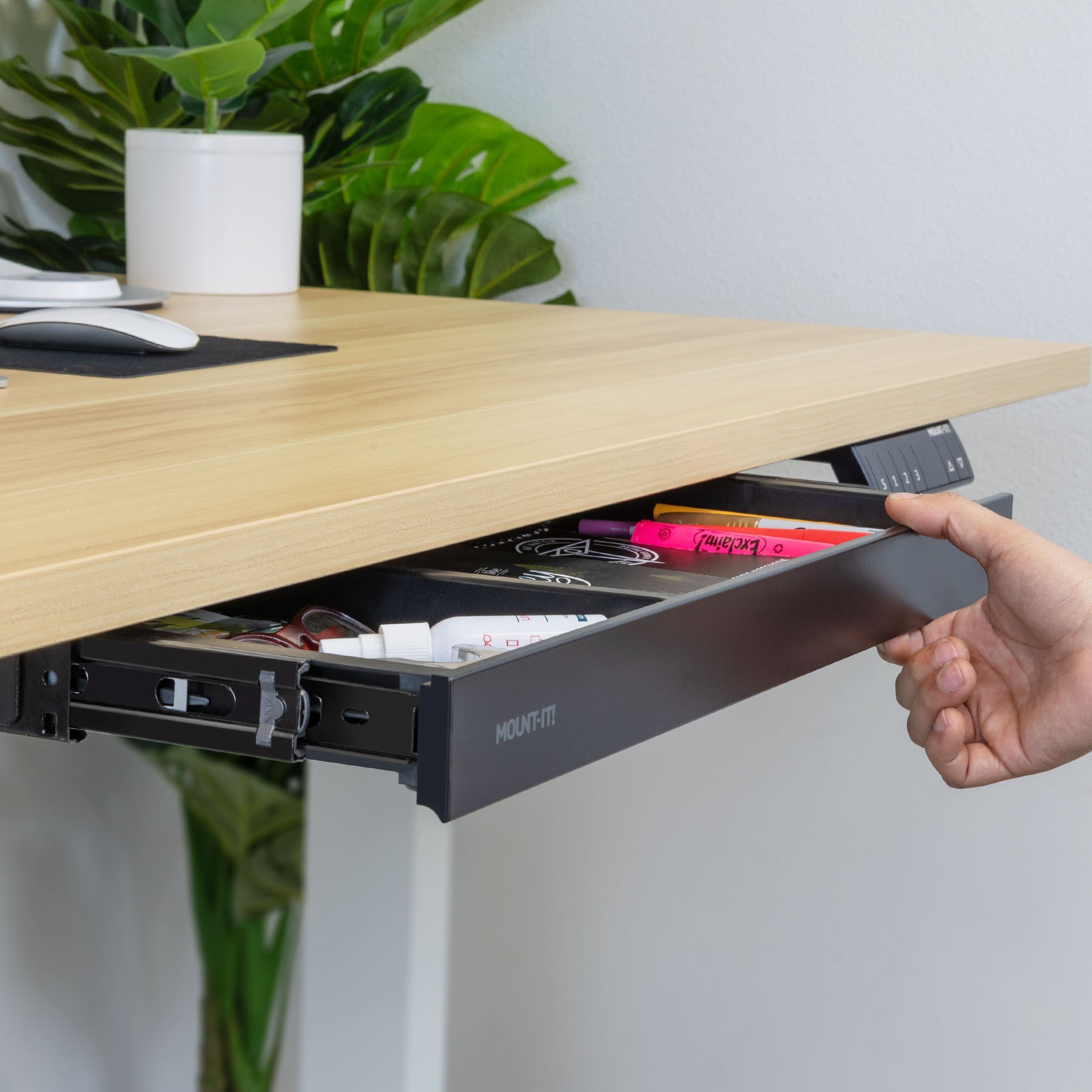 Mount-It! Under Desk Drawer - Shallow, securely beneath your tabletop for seamless storage expansion, Black
