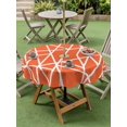 thumbnail image 4 of Outdoor Tablecloth with Umbrella Hole for Patio/Picnic/Party/Camping, Orange Geometric Waterproof Table Cloth Round Cover Washable, Abstract Stripes Modern Simple (Dia 60"), 4 of 8