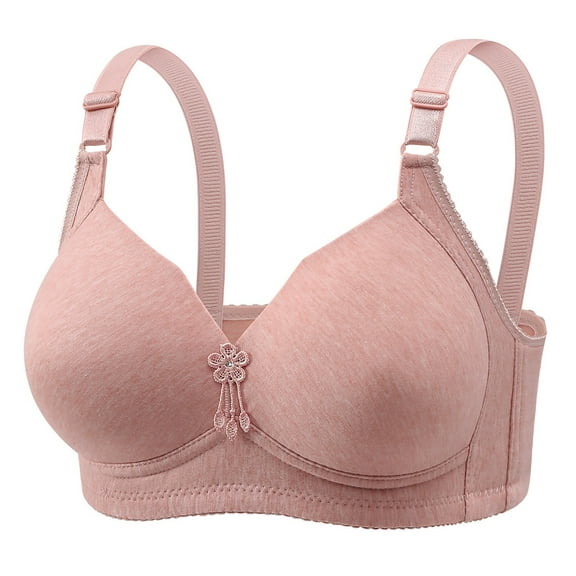 DondPO Plus Size Bras for Women Wireless Comfortable Bras for Older Women Front Closure Bras for Women No Underwire Wireless Bras for Women Seamless Tshirt Bra Full Coverage Bras for Women Pink 44