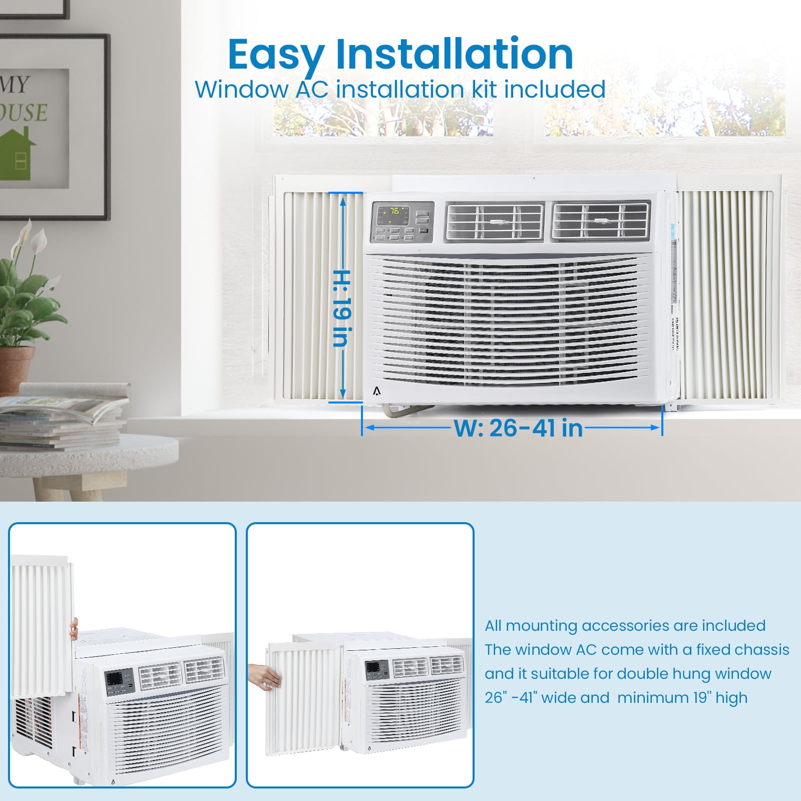 EastVita 10000 BTU Window Air Conditioner, Window AC Unit with Easy-to-Use Mechanical Controls and Reusable Filter, Efficient Cooling for Smaller Areas, Cools 150 Sq.ft, 110-115V