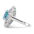 thumbnail image 4 of White Sterling Silver Ring Band Gemstone Swiss Blue Topaz Oval Diamond Round, 4 of 5