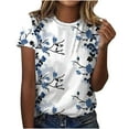 thumbnail image 2 of Hauts d'Été Mode pour Femmes Col Rond Imprimé Manches Courtes T-shirt Hauts Blouse Décontractée Ample Hauts Blouse de Travail en Solde, 2 of 5