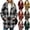 Black, variant on Women Plaid Fuzzy Shacket Jacket Hooded Button Long Sleeve Coat with Pocket,Warm Windproof Winter Daily Outdoor Casual Wear,Red,M