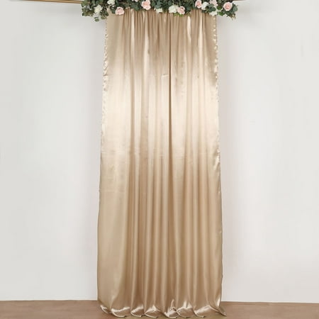 Image of Efavormart 8ftx10ft Nude Satin Curtain Panel Backdrop Drapes Photo Booth Backdrop With Rod Pocket