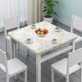 thumbnail image 3 of White Gold Leaf Marble Pattern Square Fitted Tablecloth with Elastic Edge,Square Table Cover,Washable Elastic Table Cover for Home Kitchen Party Decor 34"x34", 3 of 6