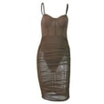 thumbnail image 6 of hirigin Women See-Through Mesh Patchwork Bodycon Dress, Sleeveless Spaghetti Strap Slim Mini Dress Club Cocktail Short Dress, 6 of 9