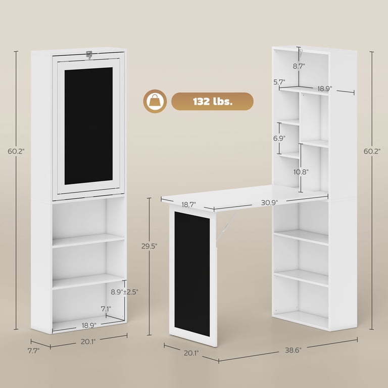 Homcom Fold-Out Wall Mounted Computer Desk with Storage photo 6