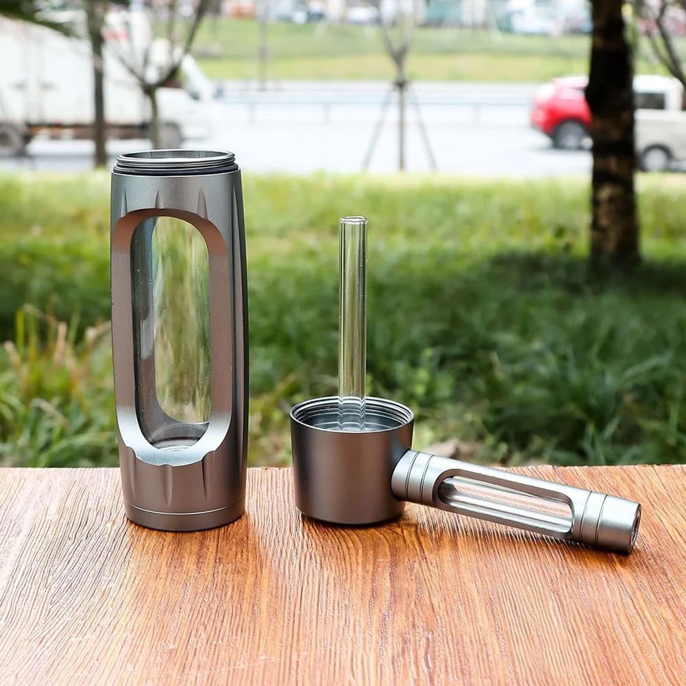 Luxury Aluminum/Glass Water Bottle - Co Water Bottle With Aluminum Alloy Exterior and Glass Interior - Ensures Your Drinks Remain Pure and Free from Any Metallic Taste (Gray)