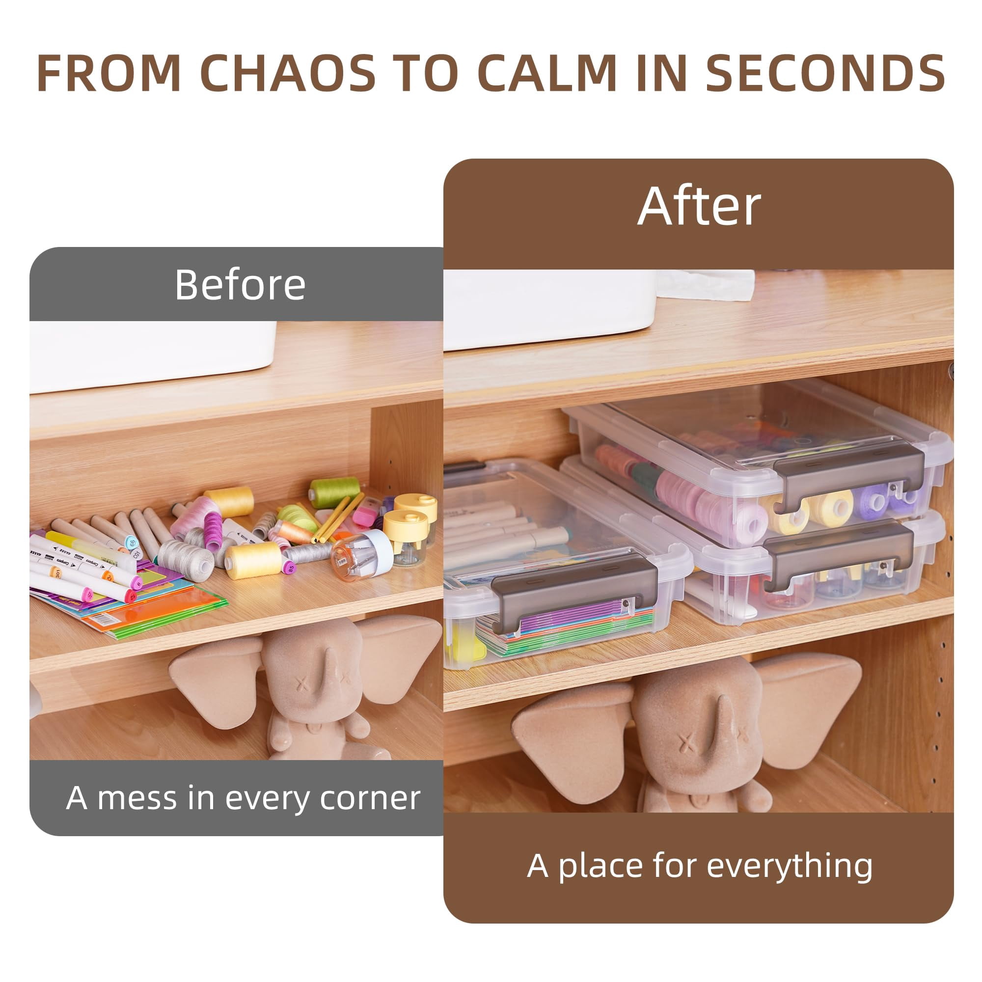 3 PCS Clear Plastic Storage Bins with Latching Lids Stackable Portable Organizers for Documents Photos Scrapbook B5 Paper Storage Containers
