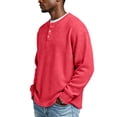 thumbnail image 3 of Mens Waffle Henley Shirt Long Sleeve Button Pullover Lightweight and Stretchy Knit Top for Casual and Smart Style 2026 Wine S, 3 of 8