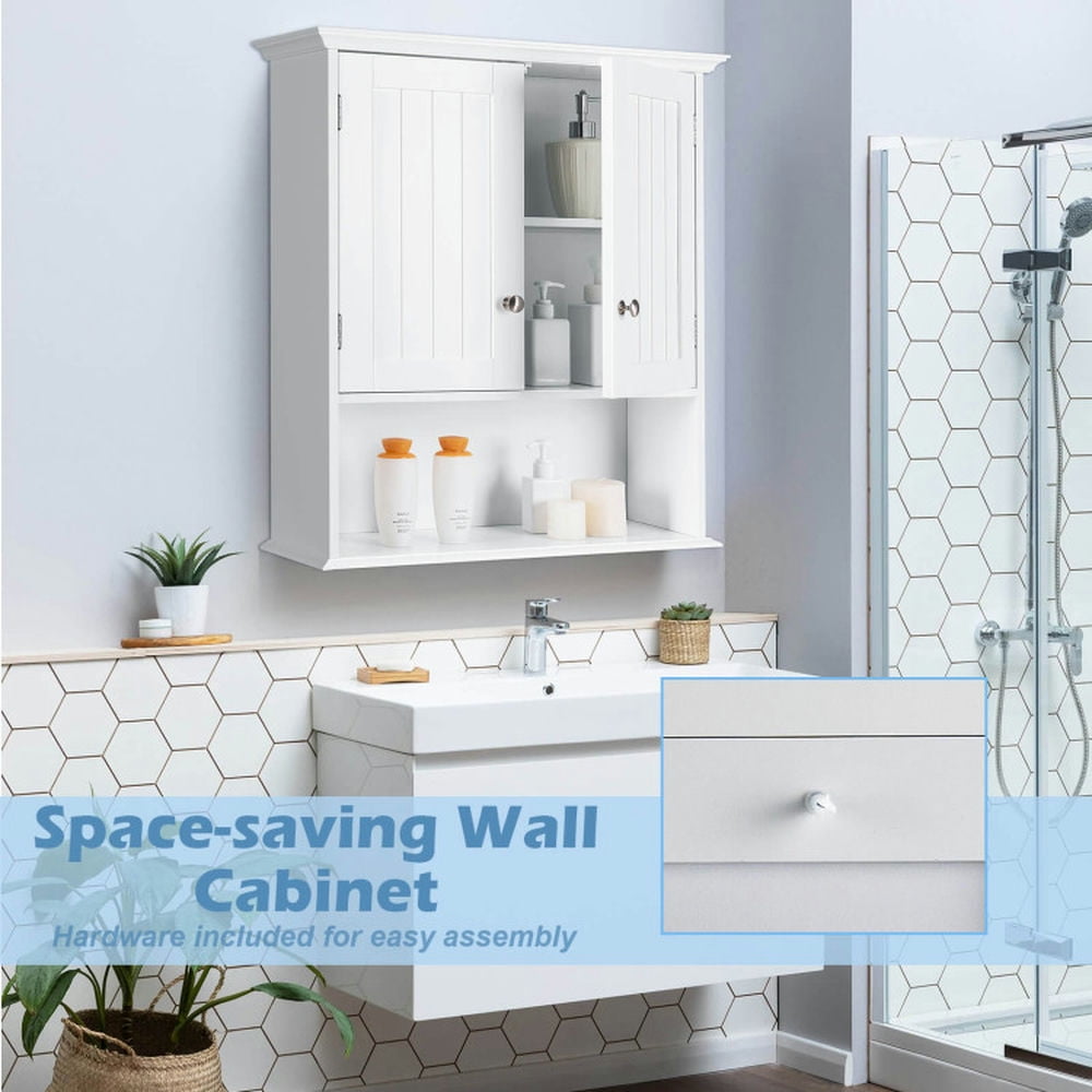 Finihen Bathroom Wall Cabinet, Wall Mounted Bathroom Cabinet, Medicine Cabinet, Wall Mount Bathroom Cabinet Storage Organizer with Doors and Shelves, for Kitchen Entryway Bathroom, White Finihen Bathroom Wall Cabinet, Wall Mounted Bathroom Cabinet, Medicine Cabinet, Wall Mount Bathroom Cabinet Storage Organizer with Doors and Shelves, for Kitchen Entryway Bathroom, White