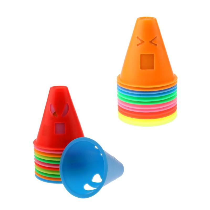 12 Pieces Funny Expressions Design Inline Roller Skating Skateboard Cones Pile 