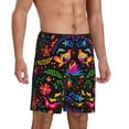 thumbnail image 2 of Fotbe Mexican Flower Traditional1 Pantalones Cortos de Pijama para Hombre, Ropa de Dormir, Pantalones de Pijama Cortos para Hombre-Small, 2 of 6
