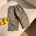 thumbnail image 4 of Bixock Toddler Girls Cargo Pants,Girls Sweatpants,Solid Color Pants Linen Cargo Pants Wide Leg Pants Long Pants, 4 of 6