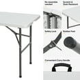 thumbnail image 4 of SuperDeal 4ft HDPE Folding Table Fold-in-Half Portable for Camping Picnic Dining W/Handle White, 4 of 11