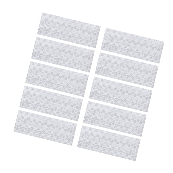 10pcs Reflective Stickers Rectangle Shape Safety Tape Reflector Universal for Cars Waterproof PET White