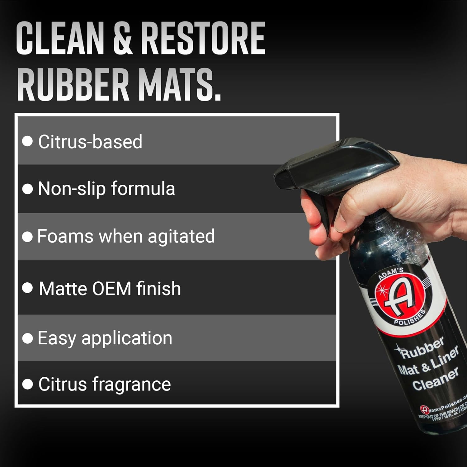 (2 pack) Adam's Polishes Rubber Mat & Liner Cleaner 16oz Protectant