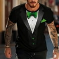 thumbnail image 6 of UVEASISHA Funny Shirts for Men 3D Tuxedo Print Short Sleeve Graphic Tees Regular Fit Casual Crewneck Pullover Valentines Day Party T-Shirts Green 3XL, 6 of 8