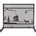 thumbnail image 1 of Dagan S175 Cabin Design Wrought Iron Panel Screen, Black, 1 of 1