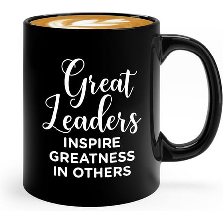 

Leadership Mug 11oz Black Great Leaders Inspire Leader Boss Mentor Promotion Principal Ceo Director Supervisor Executive Gift